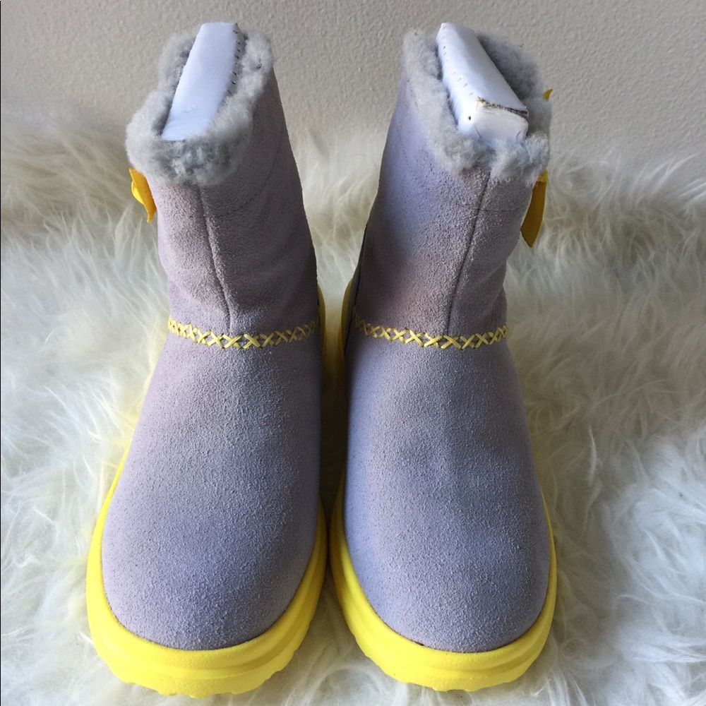 UGG W I HEART KNOTTY grey yellow bow winter boots